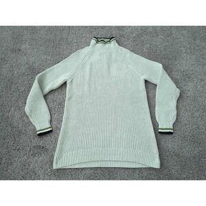 Style & Co Sweater Womens XL Light Gray‎ Mock Neck Raglan Knit Tunic Stripe Cuff